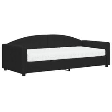 Vidaxl Dnevna postelja z vzmetnico črna 90x200 cm blago