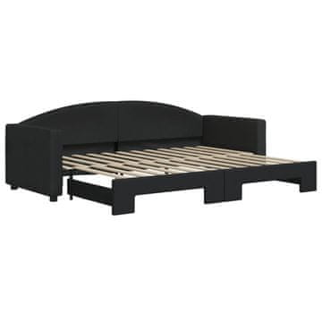 Vidaxl Izvlečna dnevna postelja temno črna 80x200 cm blago