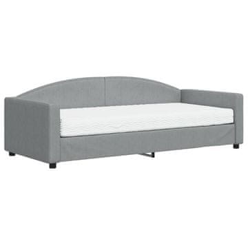Vidaxl Dnevna postelja z vzmetnico svetlo siva 90x200 cm blago