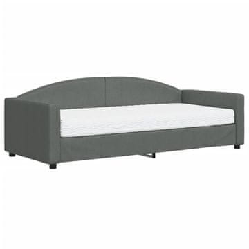 Vidaxl Dnevna postelja z vzmetnico temno siva 90x200 cm blago