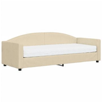 Vidaxl Dnevna postelja z vzmetnico krem 80x200 cm blago