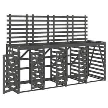 Vidaxl Lopa za 4 smetnjake siva trdna borovina