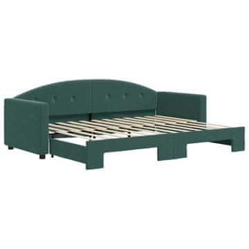 Vidaxl Izvlečna dnevna postelja temno zelena 80x200 cm žamet
