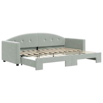 Vidaxl Izvlečna dnevna postelja svetlo siva 80x200 cm žamet