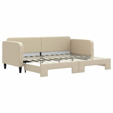 Vidaxl Izvlečna dnevna postelja temno krem 80x200 cm blago