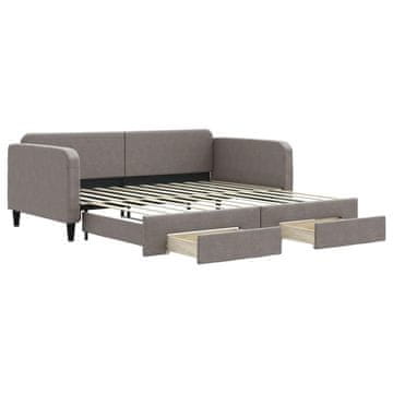 Vidaxl Izvlečna dnevna postelja s predali taupe 100x200 cm blago