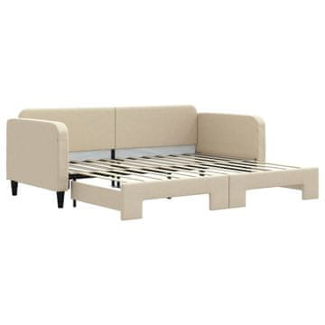Vidaxl Izvlečna dnevna postelja krem 90x200 cm blago