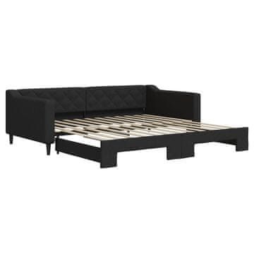 Vidaxl Izvlečna dnevna postelja črna 100x200 cm blago