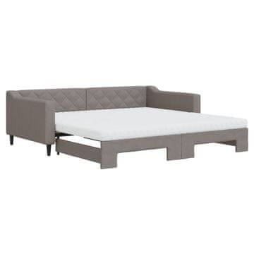 Vidaxl Izvlečna dnevna postelja z vzmetnicami taupe 100x200 cm blago