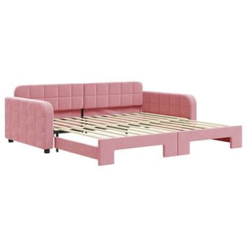 Vidaxl Izvlečna dnevna postelja roza 100x200 cm žamet