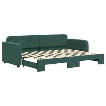 Vidaxl Izvlečna dnevna postelja temno zelena 80x200 cm žamet