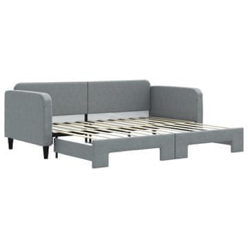 Vidaxl Izvlečna dnevna postelja svetlo siva 90x200 cm blago