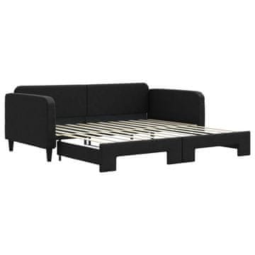 Vidaxl Izvlečna dnevna postelja črna 100x200 cm blago
