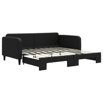 Vidaxl Izvlečna dnevna postelja črna 90x190 cm blago