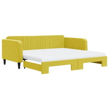 Vidaxl Izvlečna dnevna postelja z vzmetnicami rumena 100x200 cm žamet