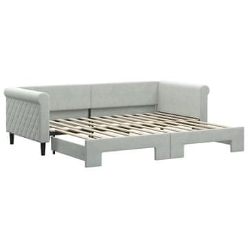 Vidaxl Izvlečna dnevna postelja svetlo siva 90x200 cm žamet