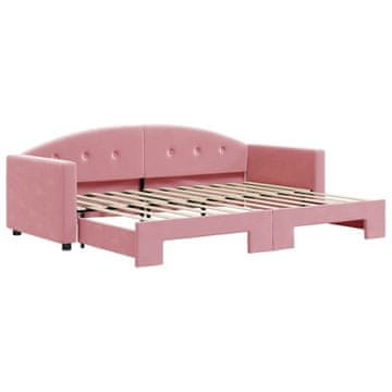 Vidaxl Izvlečna dnevna postelja roza 80x200 cm žamet