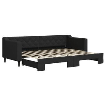 Vidaxl Izvlečna dnevna postelja temno črna 80x200 cm blago