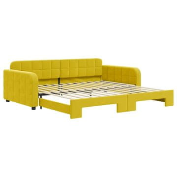 Vidaxl Izvlečna dnevna postelja rumena 100x200 cm žamet