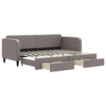 Vidaxl Izvlečna dnevna postelja s predali taupe 80x200 cm blago