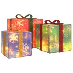 shumee Osvetljene božične škatle 3 kosi 64 LED toplo bela