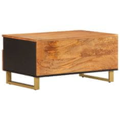 Vidaxl Klubska mizica rjava in črna 80×54×40 cm trden mangov les