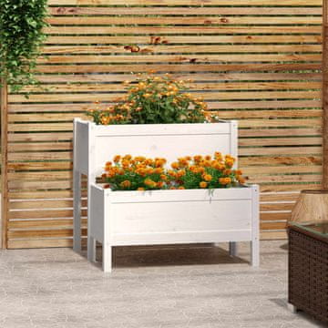 Vidaxl vidaXL Cvetlični lonec, bel, 84,5 x 84 x 75 cm, masiven borov les