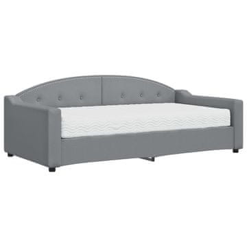 Vidaxl Dnevna postelja z vzmetnico svetlo siva 90x190 cm blago