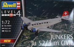 Revell maketa-miniatura Junkers Ju52/3 m civil • maketa-miniatura 1:72 starodobna letala • Level 4