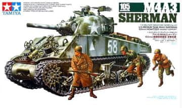 Tamiya maketa-miniatura Ameriški M4A3 Sherman s 105 mm HAVBICO • maketa-miniatura 1:35 tanki in oklepniki • Level 3