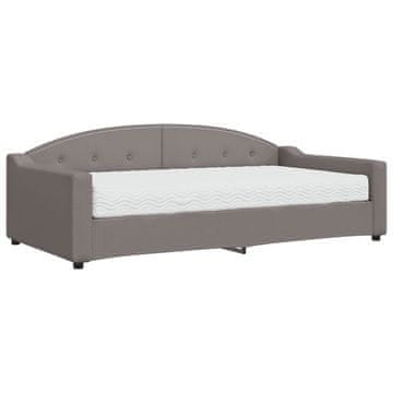 Vidaxl Dnevna postelja z vzmetnico taupe 100x200 cm blago