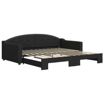 Vidaxl Izvlečna dnevna postelja črna 100x200 cm blago