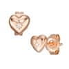 Romantični bronasti uhani v obliki srca s kristali JFS00609791