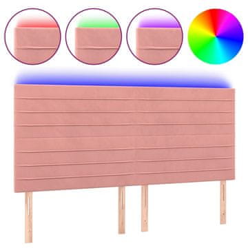 Vidaxl LED posteljno vzglavje roza 160x5x118/128 cm žamet