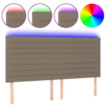 Vidaxl LED posteljno vzglavje taupe 160x5x118/128 cm blago