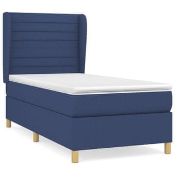Vidaxl Box spring postelja z vzmetnico modra 90x200 cm blago