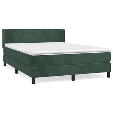 Vidaxl Box spring postelja z vzmetnico temno zelen 140x190 cm žamet
