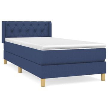 Vidaxl Box spring postelja z vzmetnico moder 80x200 cm blago