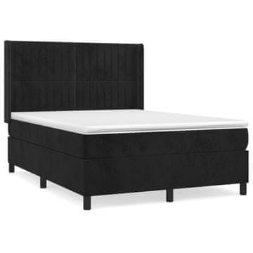 Vidaxl Box spring postelja z vzmetnico črna 140x200 cm žamet