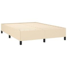 Vidaxl Box spring postelja z vzmetnico krem 140x190 cm blago