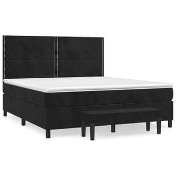 Vidaxl Box spring postelja z vzmetnico črna 180x200 cm žamet