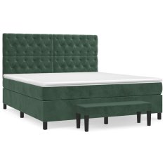 Vidaxl Box spring postelja z vzmetnico temno zelena 160x200 cm žamet