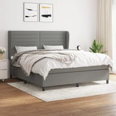 Vidaxl Box spring postelja z vzmetnico temno siva 160x200 cm blago