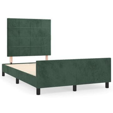 Vidaxl Posteljni okvir brez vzmetnico temno zelena 120x190 cm žamet