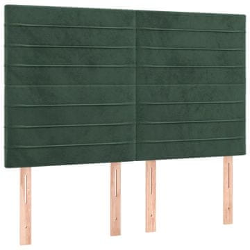 Vidaxl Vzglavje postelje temno zeleno 144x5x118/128 cm žamet