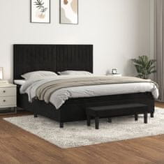 Vidaxl Box spring postelja z vzmetnico črna 180x200 cm žamet