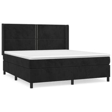 Vidaxl Box spring postelja z vzmetnico črna 180x200 cm žamet