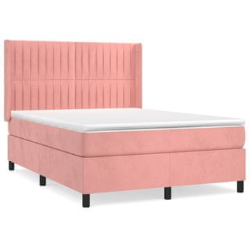 Vidaxl Box spring postelja z vzmetnico roza 140x200 cm žamet