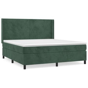 Vidaxl Box spring postelja z vzmetnico temno zelena 180x200 cm žamet