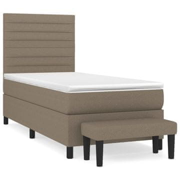 Vidaxl Box spring postelja z vzmetnico taupe 90x200 cm blago
